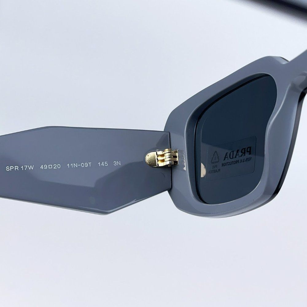 Prada PR17WS 11N09T Sunglasses Marble Gray Graphite Black Rectangle Unisex - Picture 11 of 14
